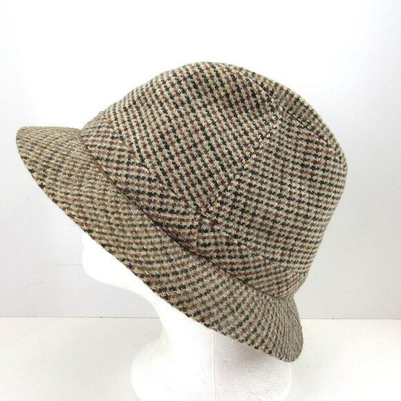 YoungAn Fashion Men's Green Tweed 3 Panel Fedora Size L 7 1/4-7 3/8 Made  Korea - Picture 3 of 9